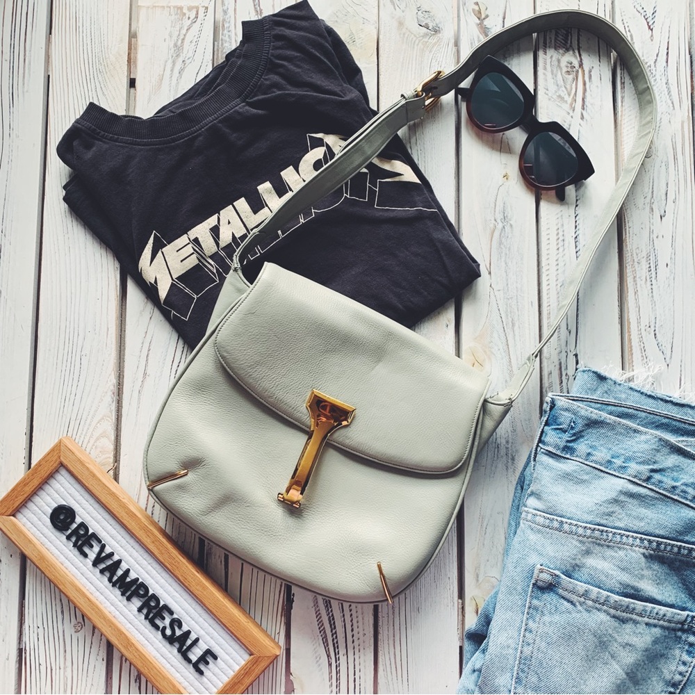 VINTAGE GUCCI 70's UNIQUE DOVE GREY OYSTER LEATHER FLAP SHOULDER BAG